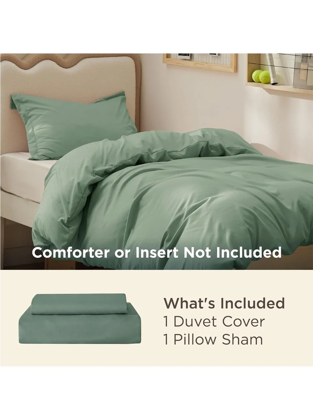 NEW Bedsure Twin/Twin XL Duvet Cover, Double Brushed Bedding Set, Sage Green